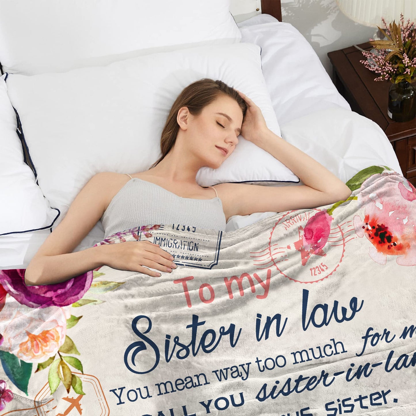 Hcoviv Sister-in-Law Gifts Blanket 60" x 50", Sister in Law Gifts for Women - Funny Present for Sisters Birthday Present Ideas Throw Blankets