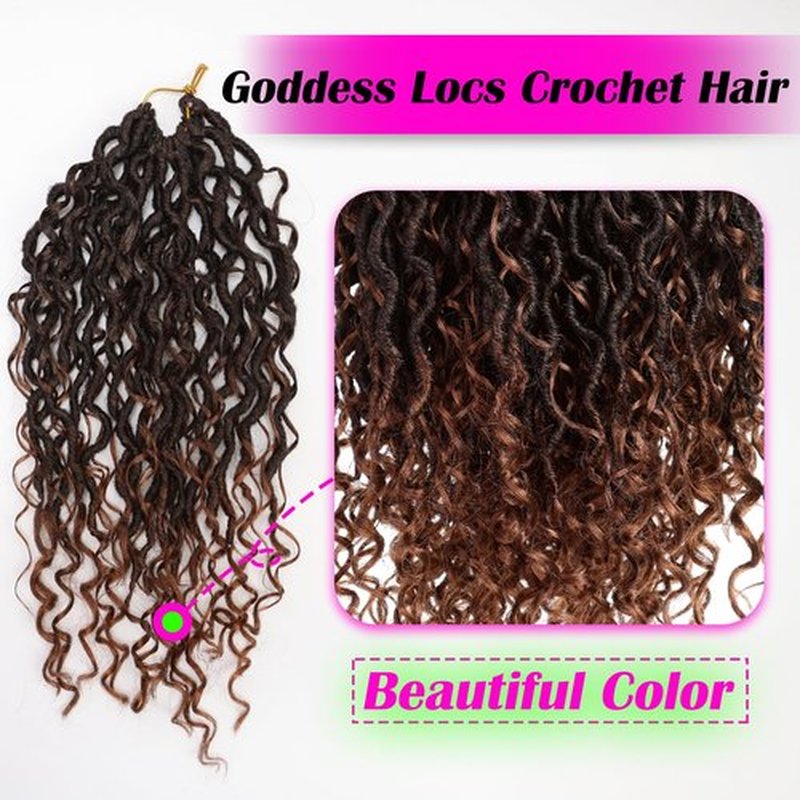 PURSHINE 6Packs Goddess Faux Locs Crochet Hair 14Inch Pre Looped for Women Girls Kids,River Locs Crochet Hair（Auburn_T30）