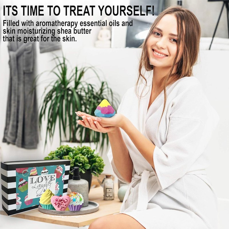 Organic Bath Bombs Gift Set - 6 Natural Aromatherapy Fizzy Bombs | Moisturizing Bubble Bath for Girls Ages 8-12