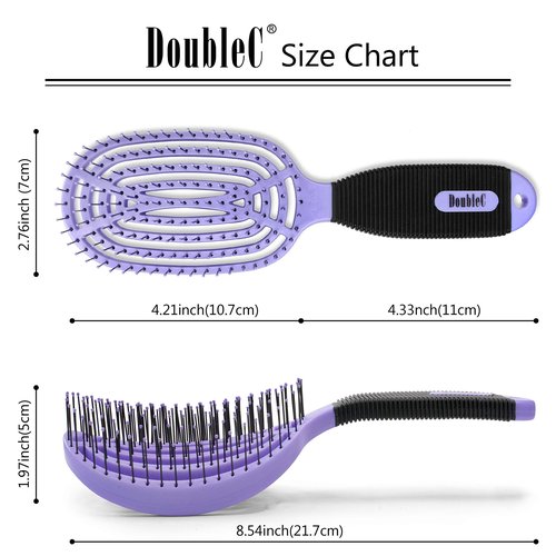 NuWay 4HAIR DoubleC U.S. Patented Double Curved Detangling Brush is Hair Dryer Safe (Violet)