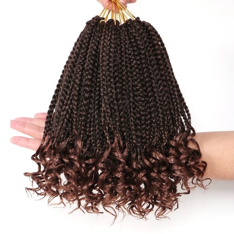 URNICE 7 Packs 10 Inch Crochet Box Braids Hair with Curly Ends Prelooped Goddess Box Braids Crochet Hair Braiding Hair Crochet