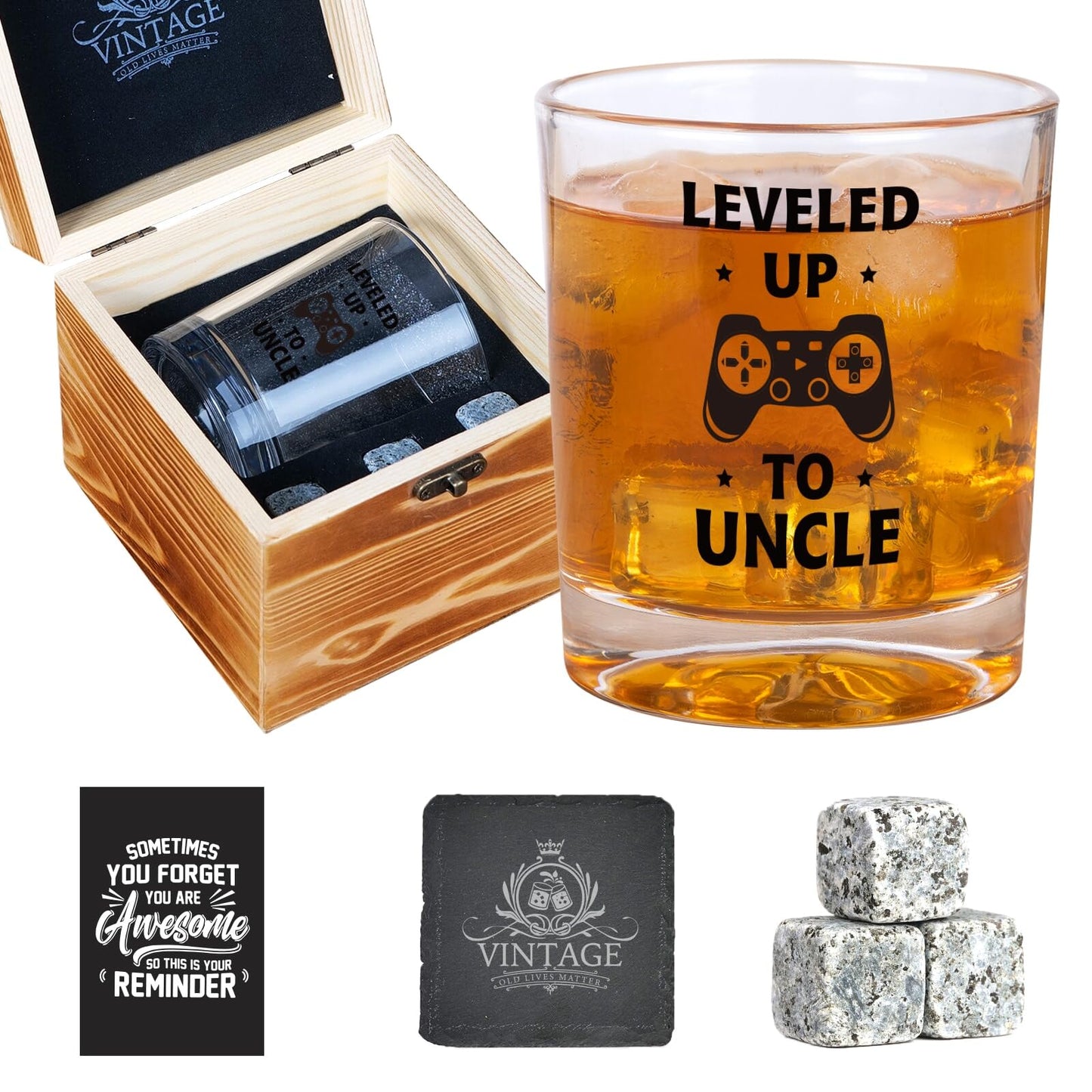 Ithmahco Promoted to Uncle Whiskey Glass, Funny New Uncle Announcement Gifts, First Time Uncles Announcement Bourbon Glass Gift, Funny White Elephant Gag Gifts for New Uncles