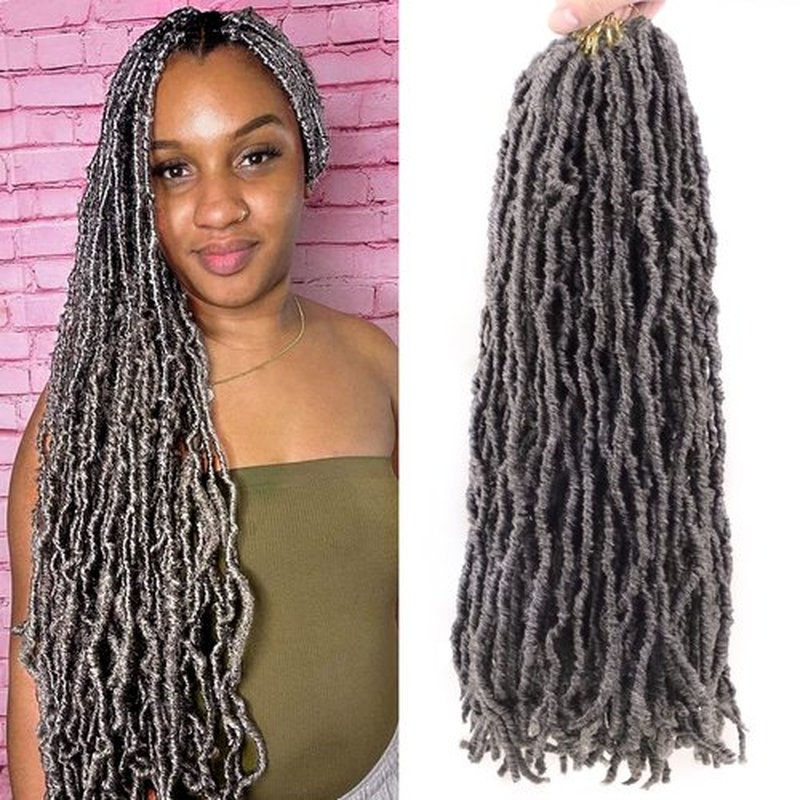 VIOLET 18 Inch Soft Locs Crochet Hair New Faux Locs Crochet Hair 6 Packs Crochet Hair for Black Women Pre-looped Synthetic Afro Braids Hair(18Inch, 6Packs, Dark Gray)