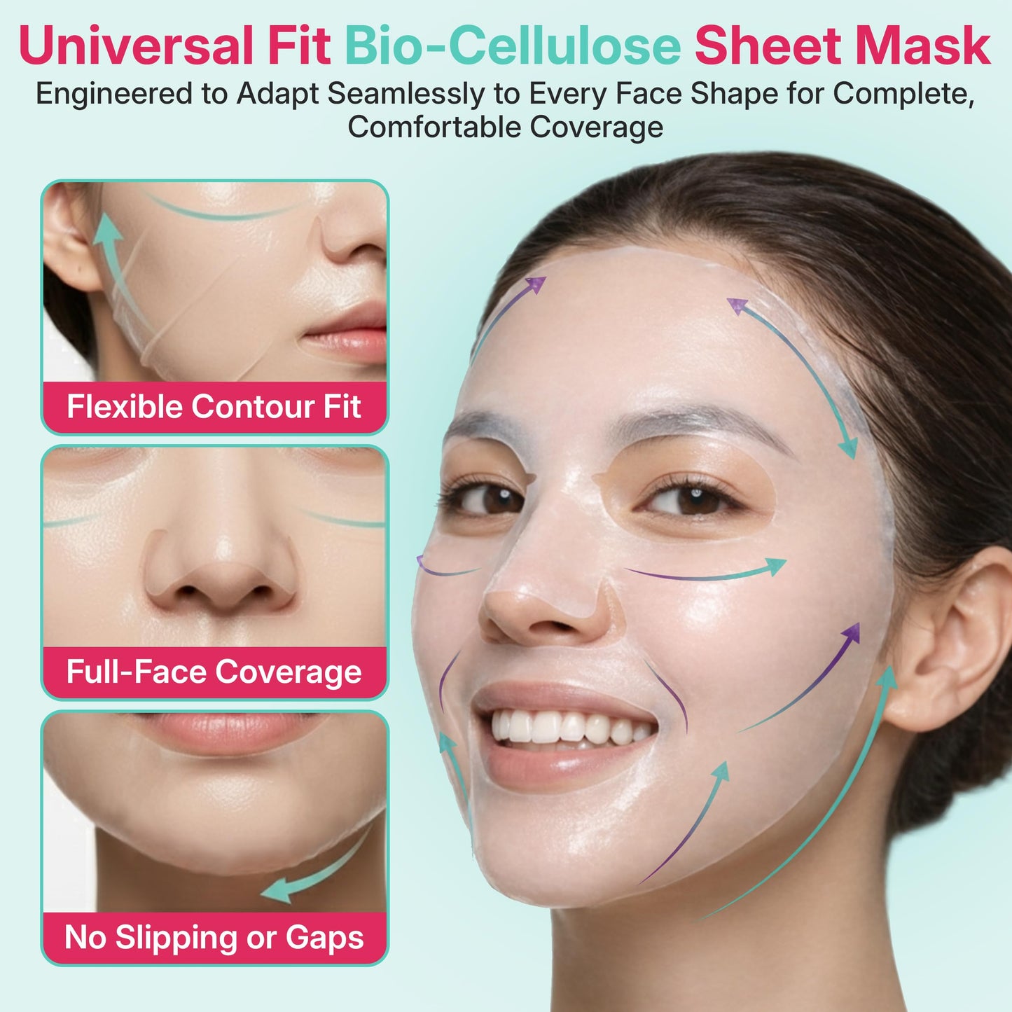 BIVID In & Out Bio-Cellulose Sheet Mask, Hydrating Korean Skincare Face Mask for Pore Care, Sebum & Blackhead Care with Tea Tree — K-Beauty Self Care Facial Skin Care Essentials, 0.88 oz, 5 Pack