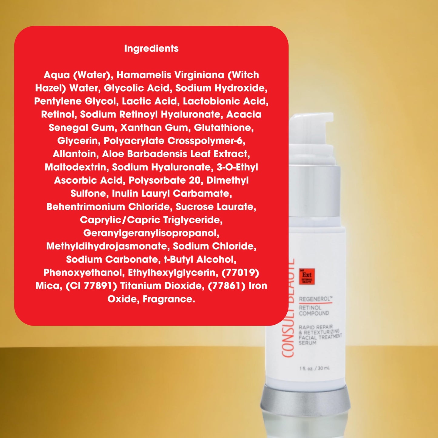 Consult Beaute Regenerol Renewing Retinol Compound Serum with Hydrating Hyaluronic Acid for Face - Rapid Repair, Retexturizing Skin Care Treatment for Lines, Wrinkles 1 Fl. Oz.