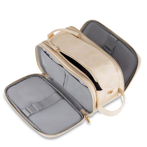 Elviros Toiletry Bag for Men, Large Travel Shaving Dopp Kit Water-resistant Bathroom Toiletries Organizer PU Leather Cosmetic Bags