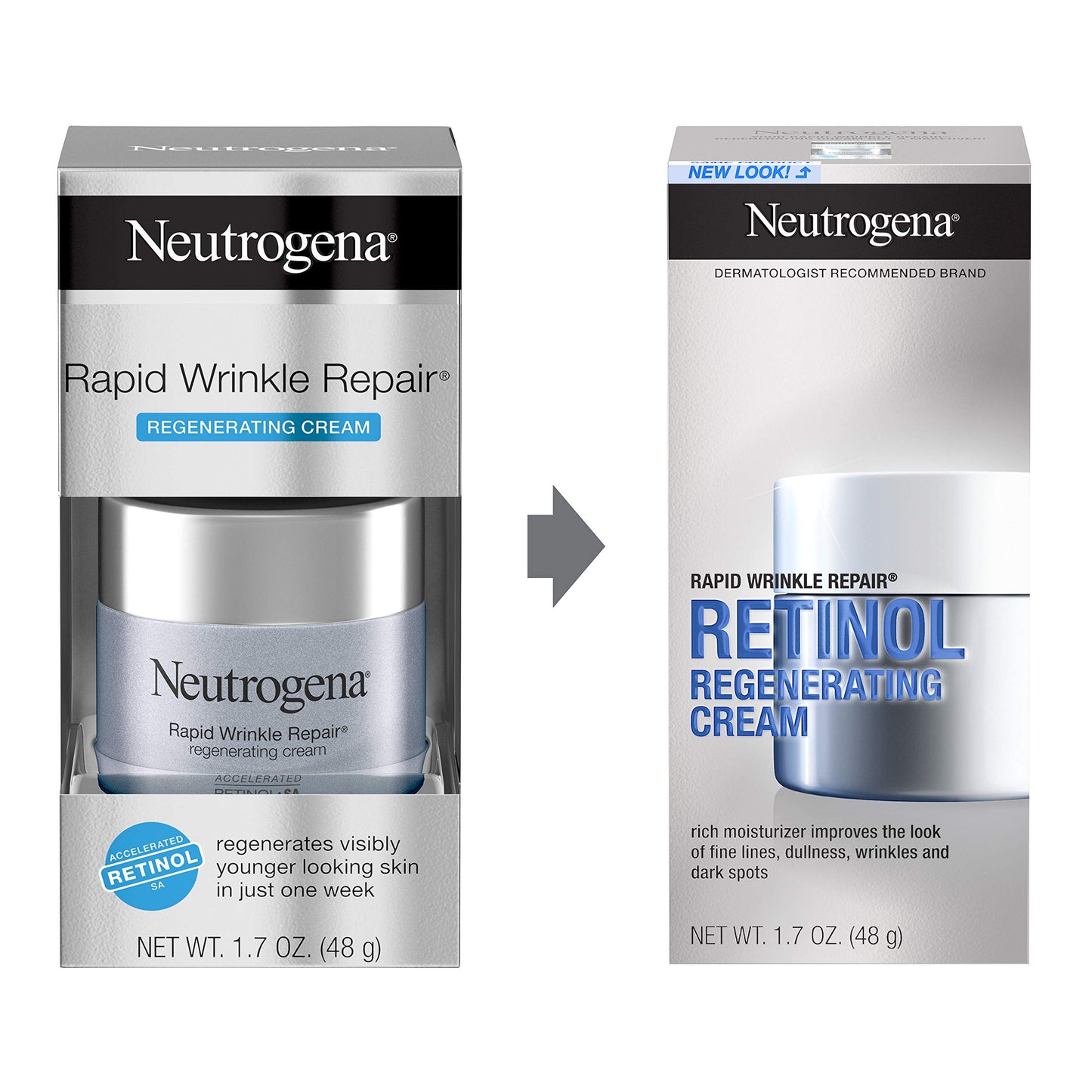 Neutrogena Rapid Wrinkle Repair Retinol Regenerating Anti-Aging Face Cream & Hyaluronic Acid; Anti-Wrinkle Retinol Moisturizer & Neck Cream, with Hyaluronic Acid & Retinol, 1.7 oz