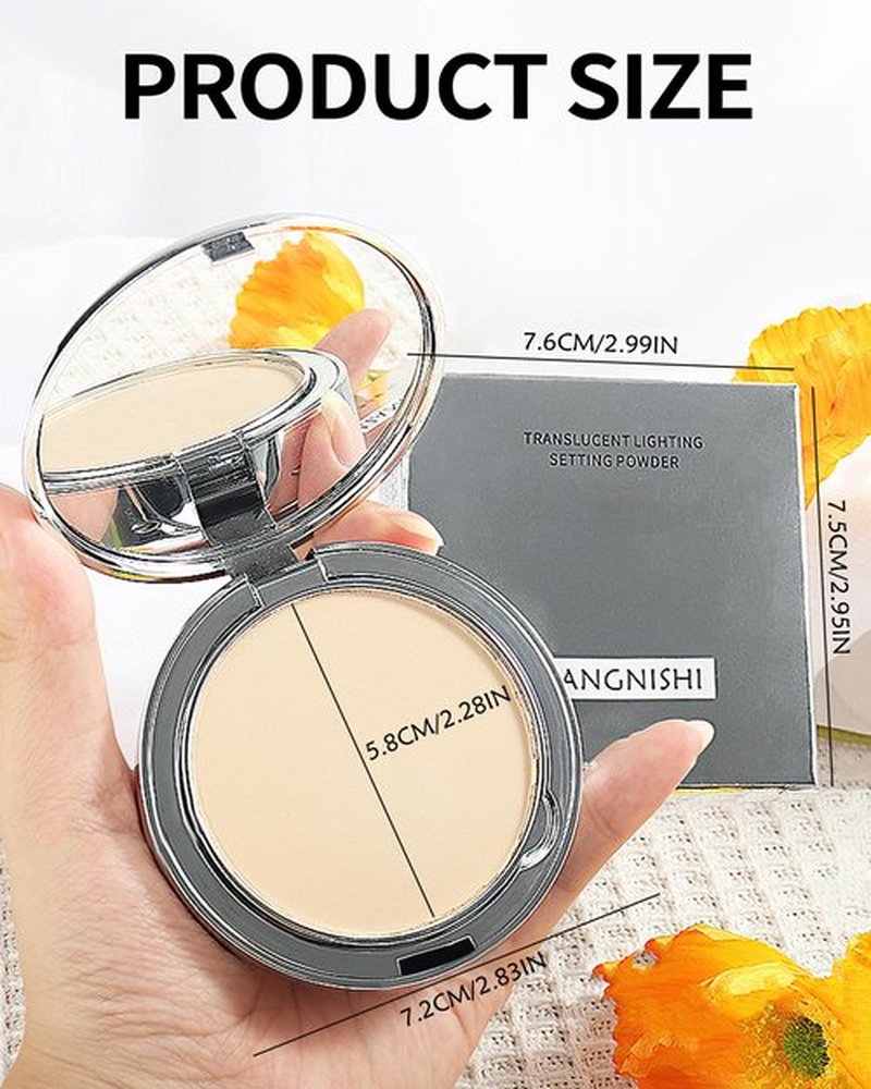 Pressed Mineral Powder Foundation, 4-in-1 Matte Setting Powder with Concealer&Finishing Powder Makeup SPF 35 Color Correcting Medium to Full Coverage Foundation, Waterproof Long Lasting, Natural