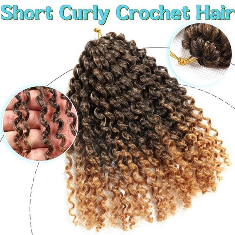8 Inch Short Passion Twist Hair 3 Bundles Kinky Curly Crochet Hair for Black Women Curly Braiding Hair Crochet Braids Hair (3Bundles8Inch, 1B/27#)