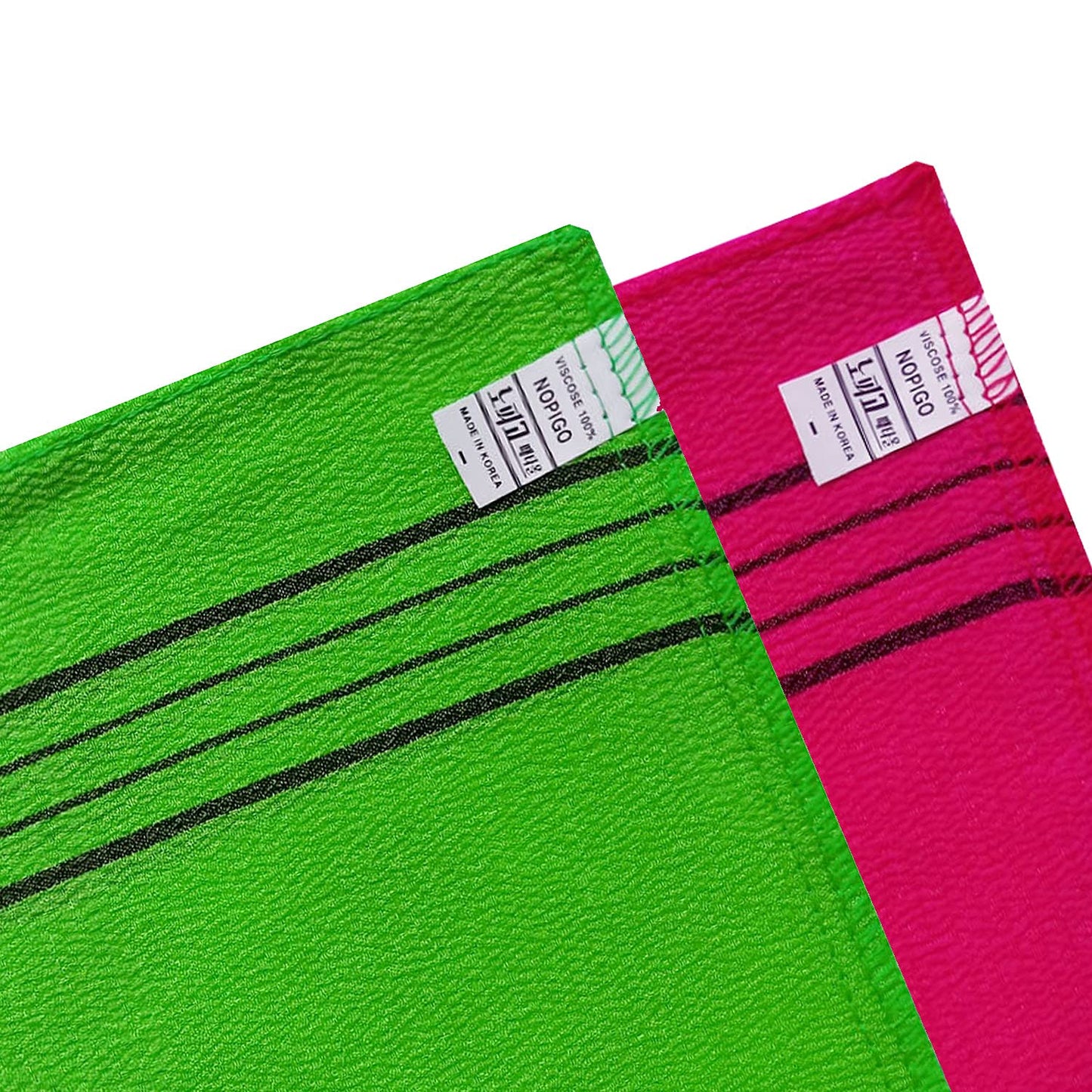 NOPIGO Korean Asian Exfoliating Bath Washcloth Mitt for Remove Dead Skin.Exfoliating Body Scrubber.Exfoliating Gloves for Body Scrub (Green2 Red2)
