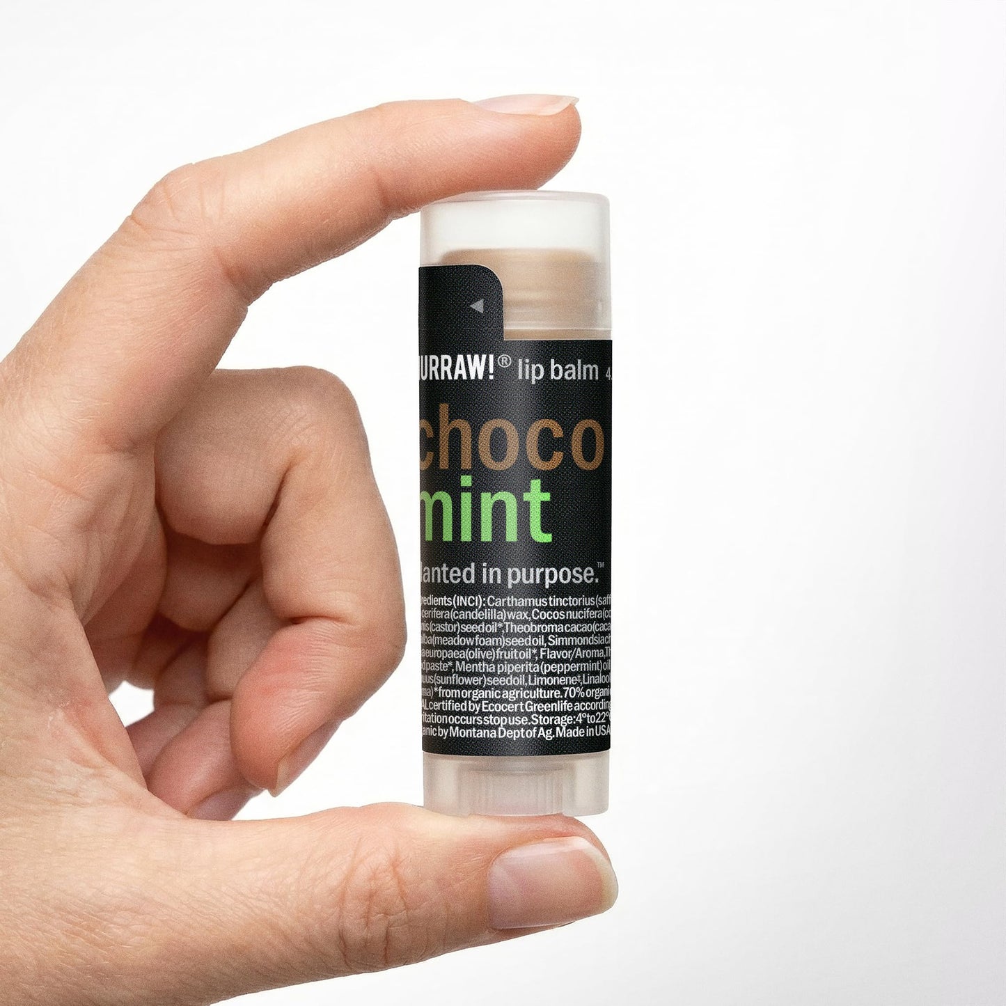 Hurraw! Chocolate & Mint Combo Lip Balm: Choco Mint. Organic, Certified Vegan, Cruelty and Gluten Free. Non-GMO, 100% Natural Ingredients. Bee, Shea, Soy and Palm Free. Made in USA