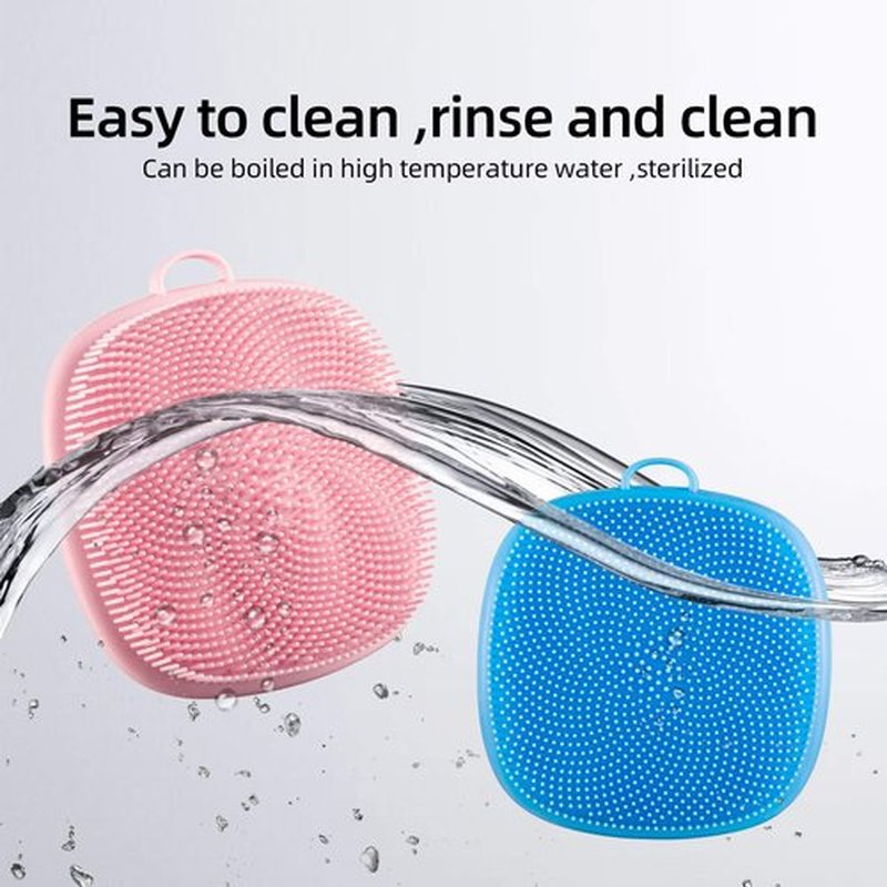 VWMYQ 2 Pack Silicone Face Scrubber for Men and Women Facial Cleansing Brush Silicone Face Wash Brush Manual Waterproof Cleansing Skin Care Face Brushes for Cleansing and Exfoliating (Blue_Pink)