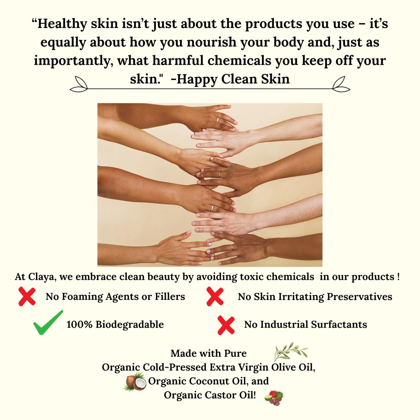 Claya Ambrette Liquid Castile Soap – Organic Ingredients, Biodegradable, Gentle for Sensitive Skin and Versatile Use (16 fl oz (Pump Cap))