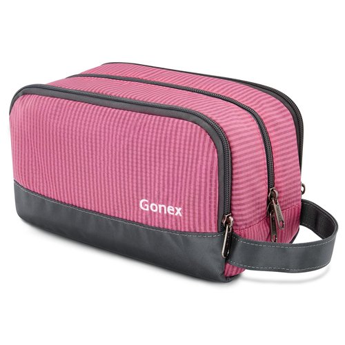 Gonex Travel Toiletry Bag Nylon, Cosmetic Makeup Bag for Women, Dopp Kit Shaving Bag Toiletry Organizer Pink
