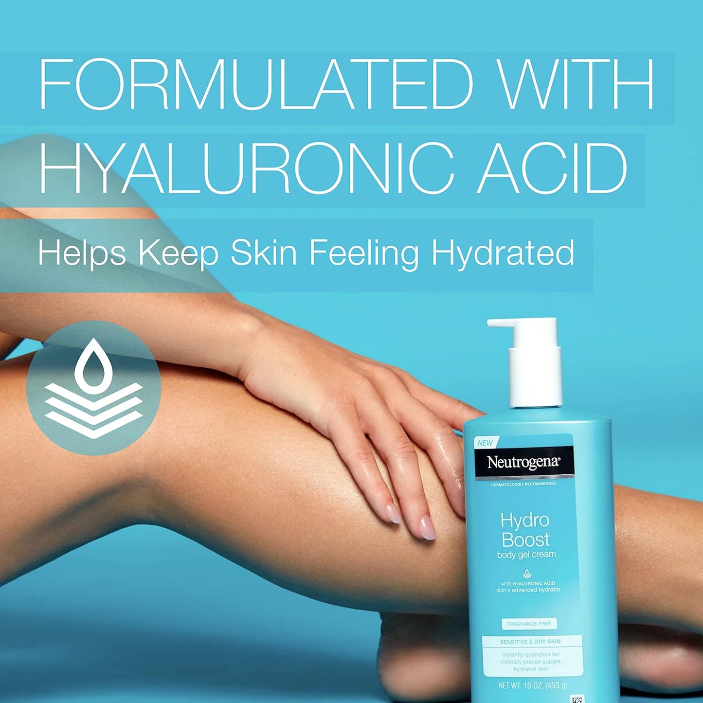 Neutrogena Hydro Boost Fragrance-Free Body Gel Cream with Hyaluronic Acid, Non-Greasy, Fast Absorbing Moisturizer & Hydrating Full Body Cream for Sensitive Skin, Paraben-Free, 16 oz (Pack of 3)