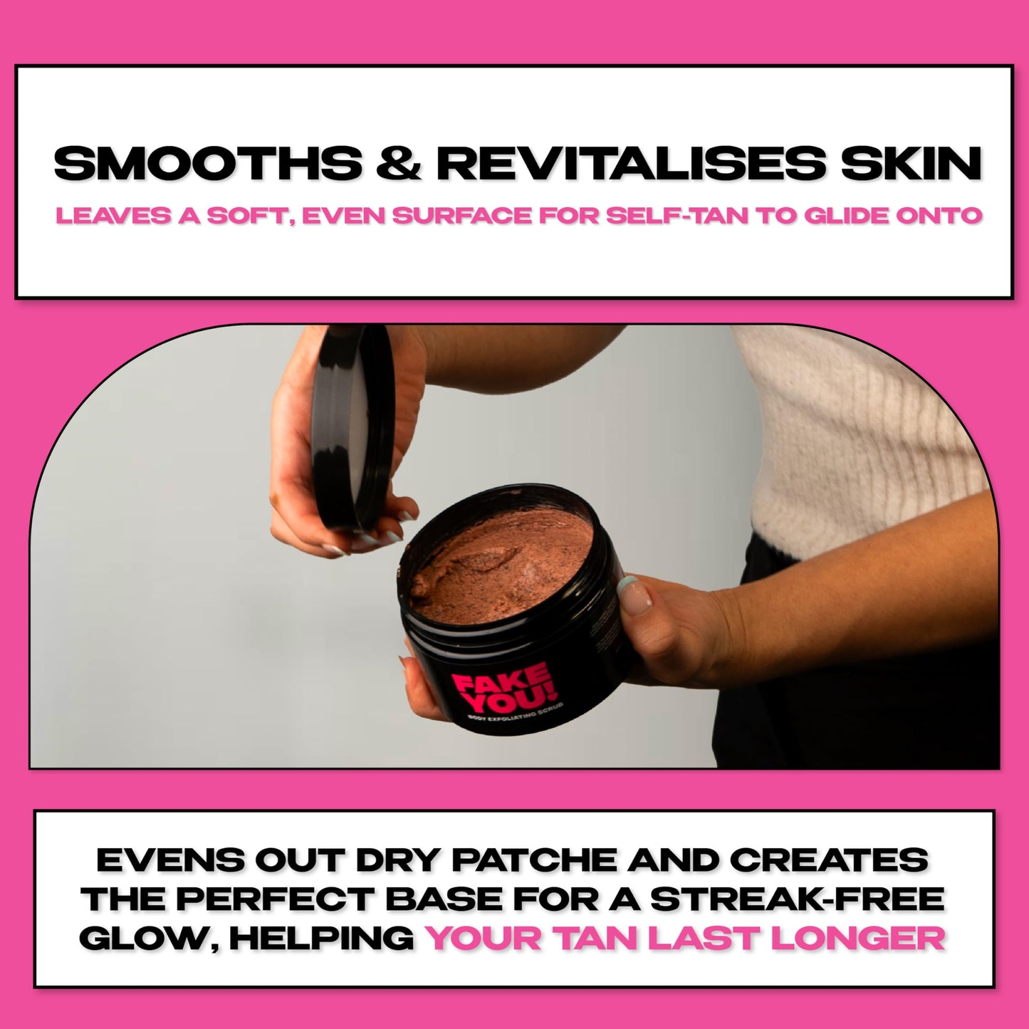 Fake You! Exfoliating Body Scrub – Revitalising Skin Exfoliator for Silky Smooth Skin – Preps for Tanning and Hydration – Body Scrub Exfoliator for Women and Men – 200ml