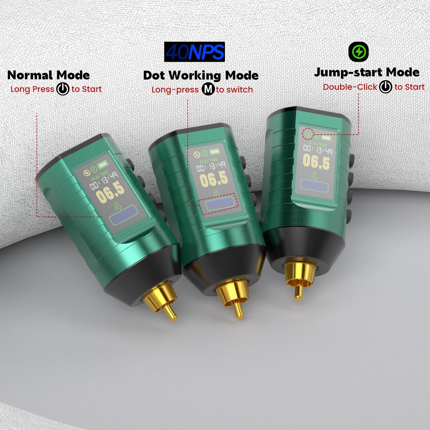 Wireless Tattoo Battery Pack Wormhole Tattoo Power Supply 1,800mAh Capacity with LED Digital Display Rechargeable Cordless Tattoo Power Supply RCA Lithium Battery Pack for Rotary Tattoo Machine WB15-B