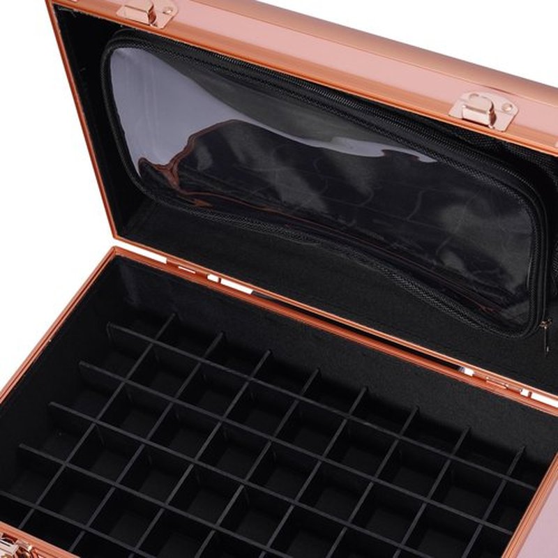 Rolling Makeup Case,Large Cosmetic Trolley with Locks, Professional Rolling Makeup Trolley with with dividers,Large Storage Cosmetic Trolley for Make-Up Artists Nail Technicians Beauticians (Gold)