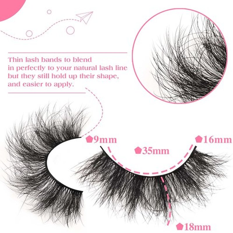 JIMIRE Flare Mink Lashes Fluffy Wispy False Lashes Pack Fluttery 10D Multi-dimensional Volume False Eyelashes 5 Pairs
