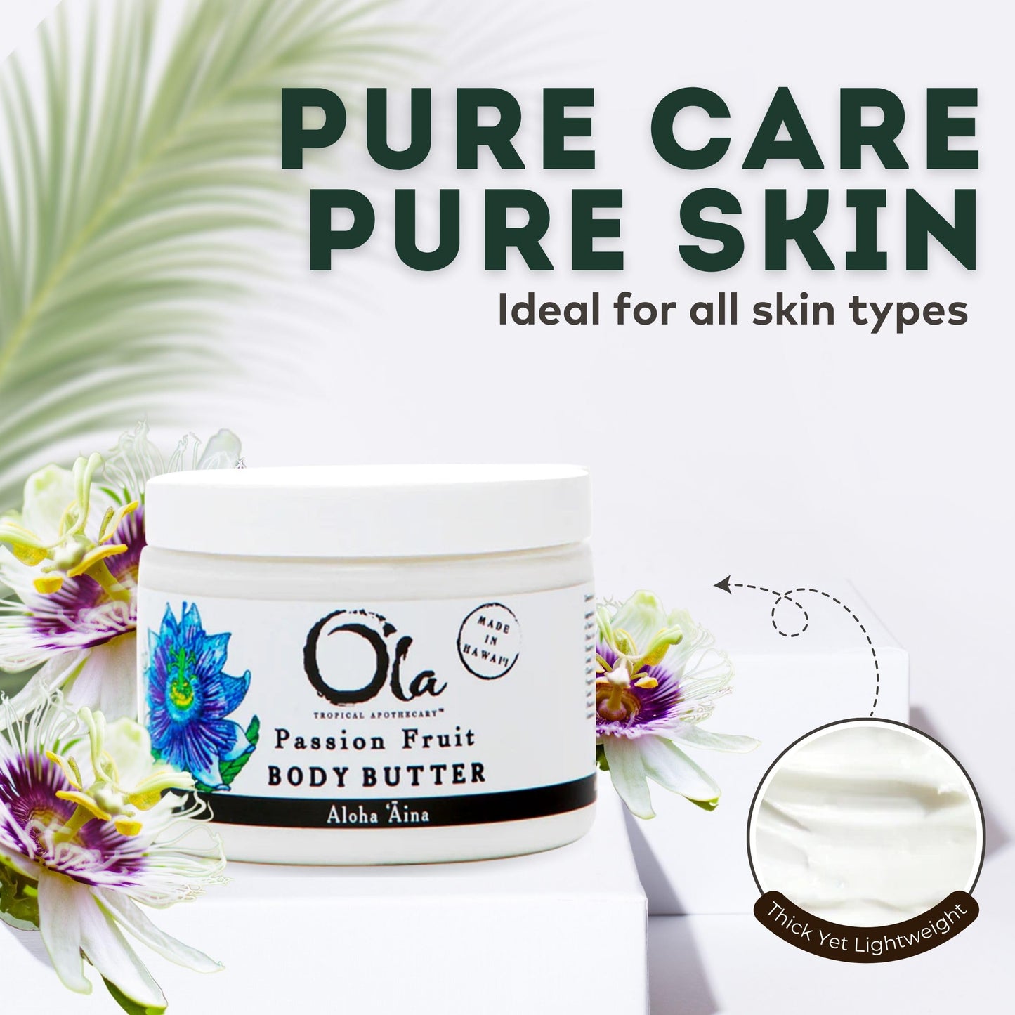 Tropical Apothecary Passion Fruit Body Butter – Moisturizing with Pure Coconut Oil and Hawaiian Plant Extracts - Ideal for Dry Skin - 5.6oz