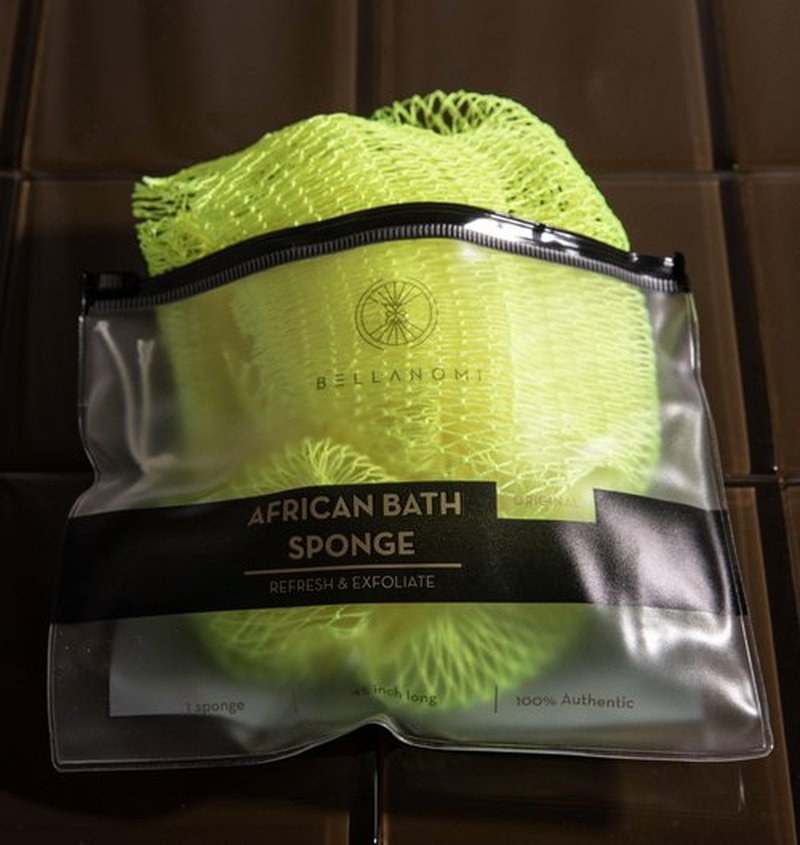 Bellanomi African Exfoliating Net Sponge Authentic Ethically Sourced from Nigeria 45 inch Long (Lemon)