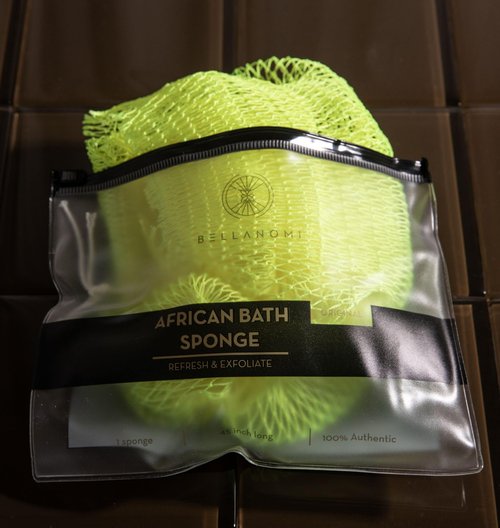 Bellanomi African Exfoliating Net Sponge Authentic Ethically Sourced from Nigeria 45 inch Long (Lemon)