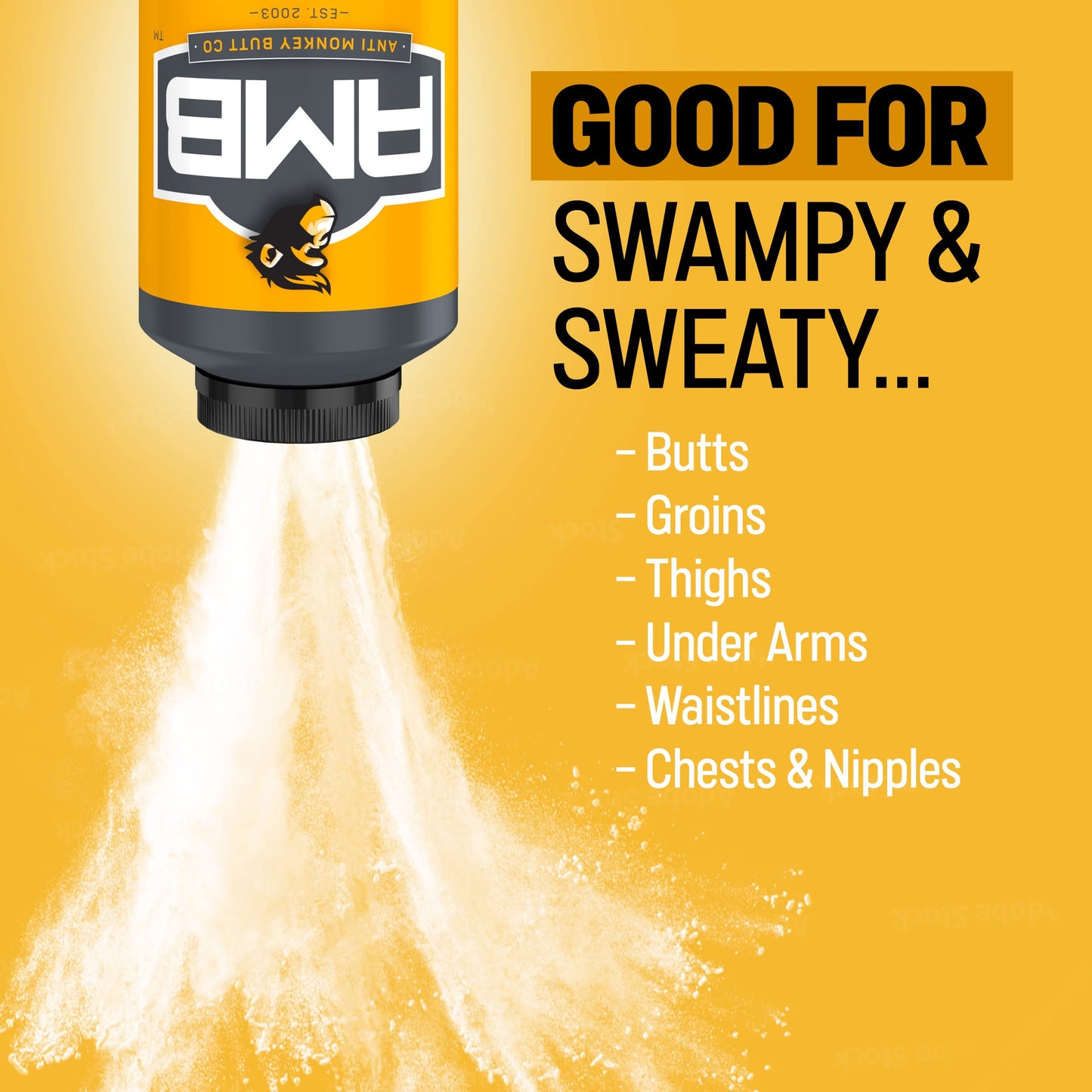 Anti Monkey Butt Body Powder - Talc-Free Anti Chafing Powder for Sweat, Friction, & Itch Relief - Calamine Body Powder for Thigh Chafing, Body Rash, & Odor Control for Men & Women - 8 oz