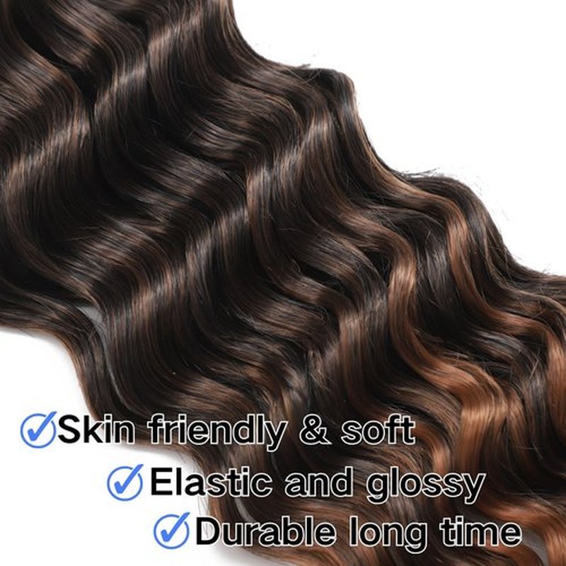Deep Bulk Hair For Braiding Hair Wet And Wavy Deep Wave Bulk Hair 20inch 200g,Quality Synthetic Micro Braiding Hair Extensions for Boho Braids No Weft 2Pack T1/30#