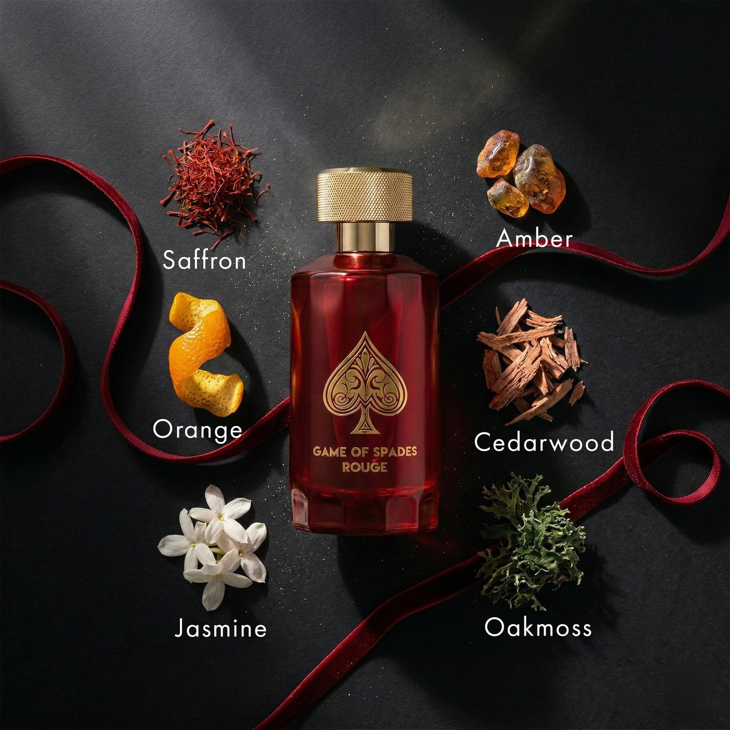 Jo Milano Game of Spades Rouge Parfum Spray | 3.4 oz (100ml) | Oud Wood, Sugar, Warm, Spicy, Orange, Saffron Scent | Long Lasting Fragrance for Men and Women (Unisex)