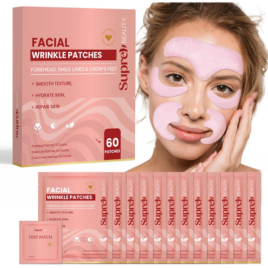 SupreH Forehead Wrinkle Patches For Anti-Wrinkle: Facial Wrinkle Patches for Forehead Under Eye and Smile Lines 3 in 1 Set - Overnight Mask 60 PC