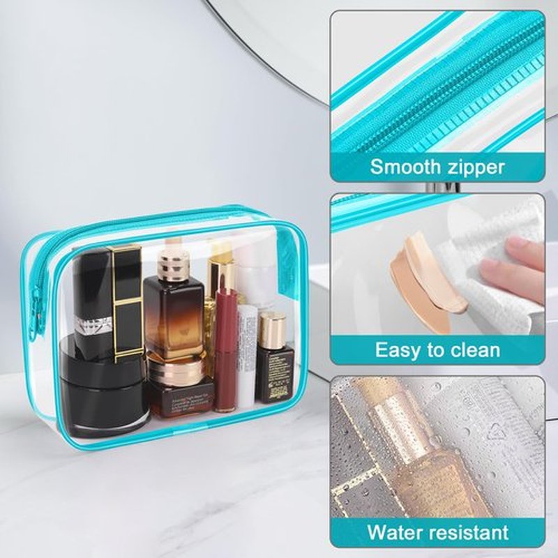 Wedama TSA Approved Toiletry Bag, Cosmetic Bags 2 Pack with Zipper Carry on Airline Airport Travel Accessories, PVC Makeup Bags for Travel, Quart Size Travel Bags for Men and Women-Mint Green
