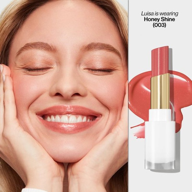 REVLON Super Lustrous Glass Shine Balm, Hydrating Tinted Lip Balm, Sheer, Glossy Shiny Finish, 003 Honey Shine, 0.11 oz