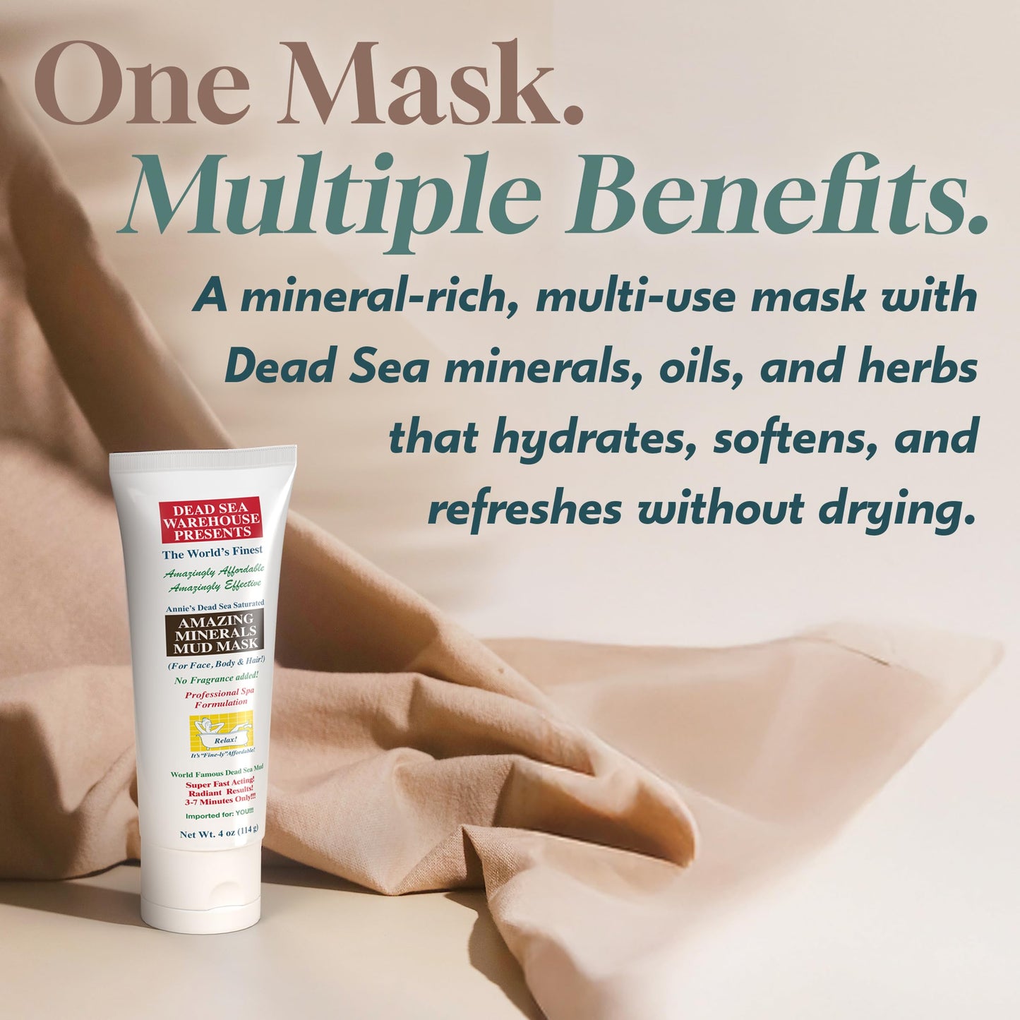 Dead Sea Warehouse – Amazing Minerals Mud Mask – 4 OZ – Dead Sea Mud Cleansing Mask – Mineral Rich – Helps Exfoliate, Purify, & Nourish Skin