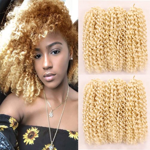 8 Inch Short Passion Twist Hair 6 Bundles Kinky Curly Crochet Hair for Black Women Curly Braiding Hair Crochet Braids Hair (6Bundles8 Inch, Blonde)