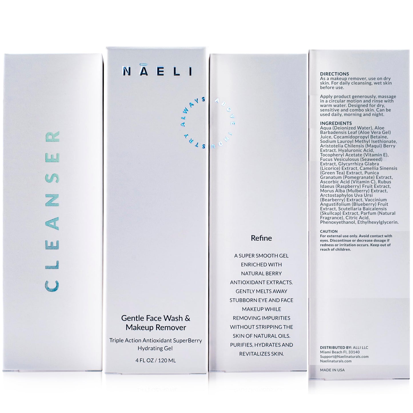 NAELI Gentle Face Cleanser - All Natural Anti Aging Vitamin C Face Wash for Sensitive & Dry Skin with Hyaluronic Acid & Antioxidants - Vegan & Cruelty Free, 4 oz