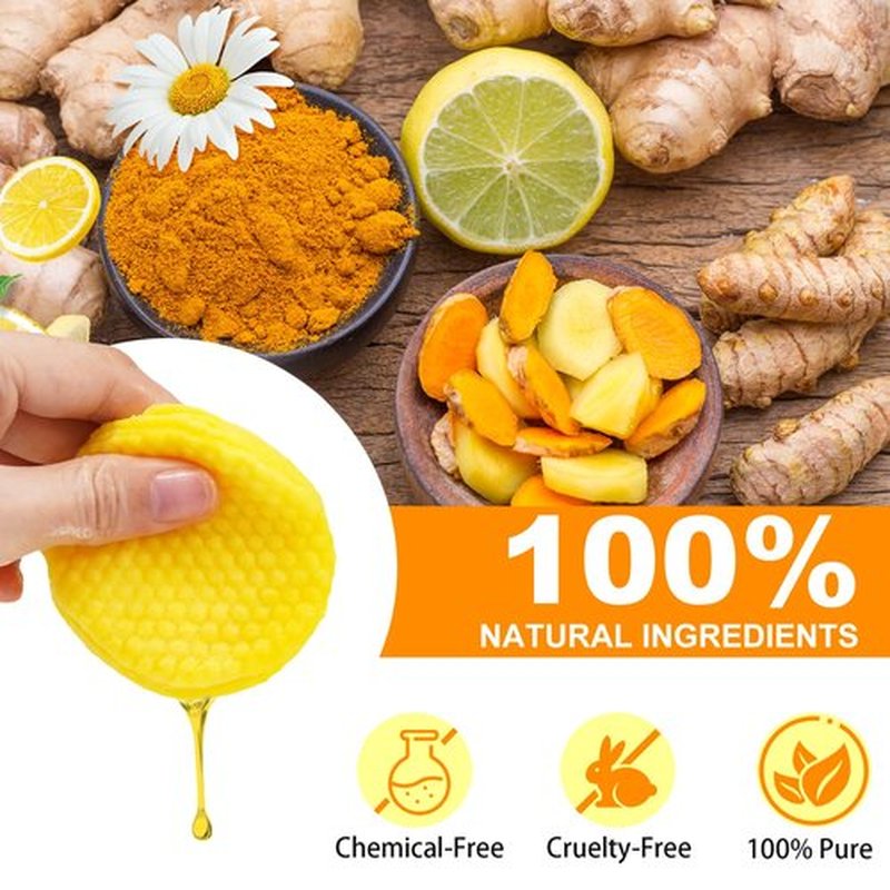 Turmeric Cleansing Pads, 50PCS Kojic Acid and Turmeric Cleansing Pads, Face Pads with Vitamin B5、Vitamin C 、Turmeric ，Remove Excess Keratin Balance Skin Oil And Water