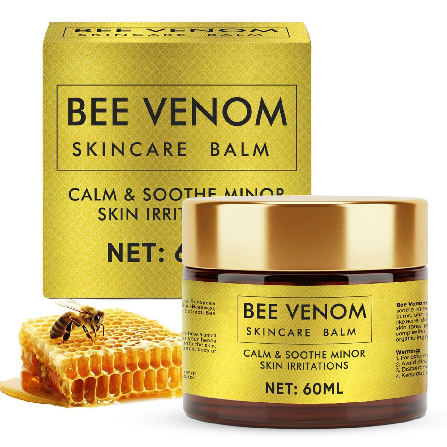 Bee Venom Skin Treatment Cream, Natural Face Lifting and Firming, Reduces Skin Blemishes, Gentle and Non-Irritating for All Skin Types,60ml