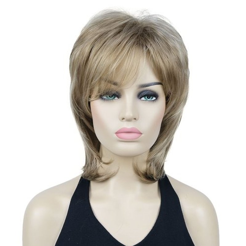 Lydell 16" Long Straight Wigs Soft Shaggy Layered Wigs Classic Cap Full Synthetic Hairpieces (H16D613 Blonde Highlights)