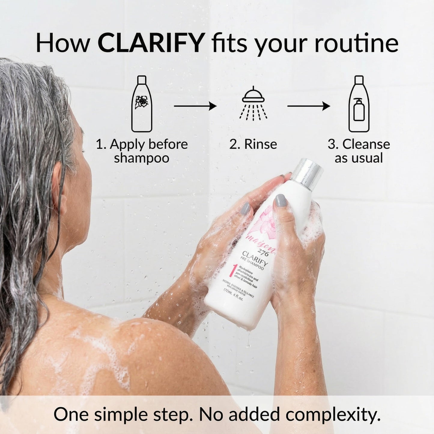 Maison 276 CLARIFY Pre-Shampoo (Shampoo for Gray Hair for Women & for Silver Hair) – Removes Buildup, Restores Clarity & Shine, No Purple Dyes, Plant-Based Weekly Reset, 8 oz