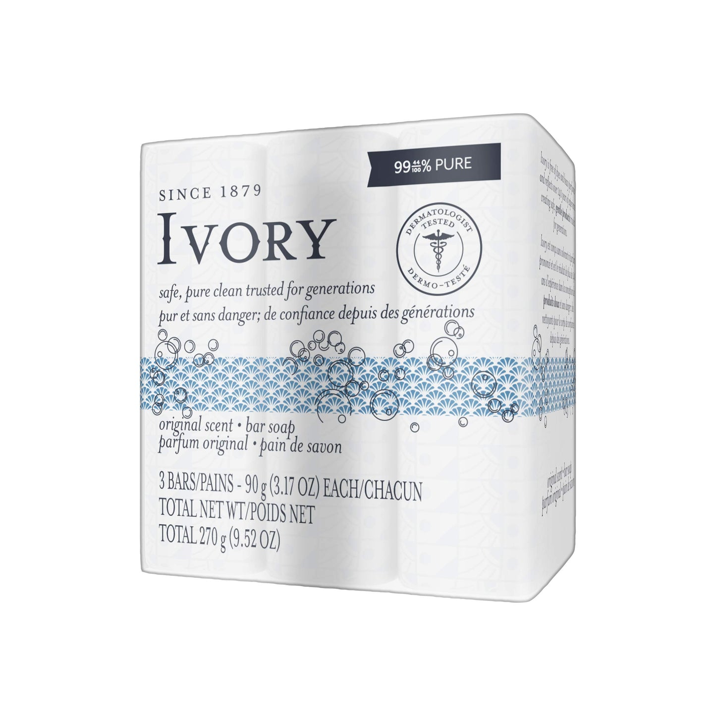 Ivory Bar Soap, Original Scent, 10 count, 4 oz (Pack of 8, total of 80 Bars)