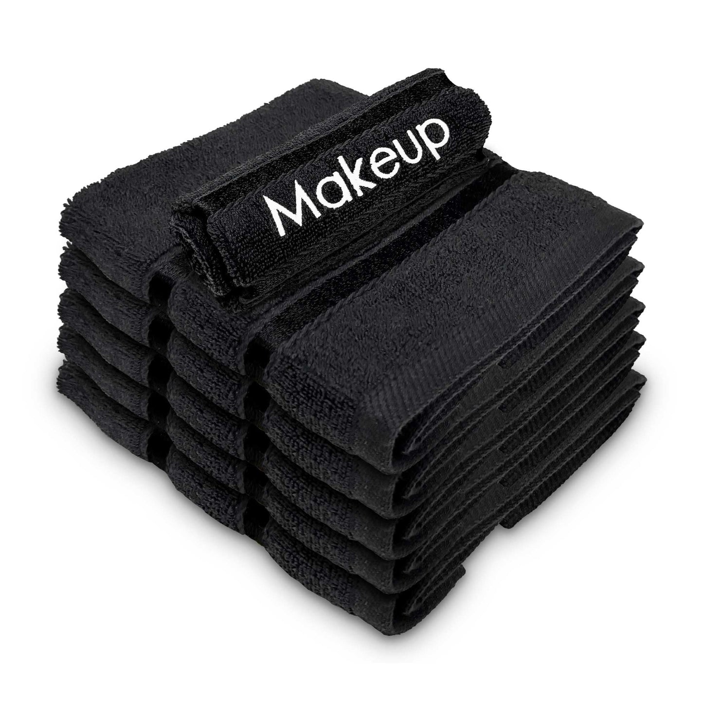 YRALY Makeup Towels - Pack of 6 - Soft Cotton Wash Cloths for Face & Makeup Removal, Airbnb Essentials for Hosts, Luxury Washcloths (13x13 Inches. Black)