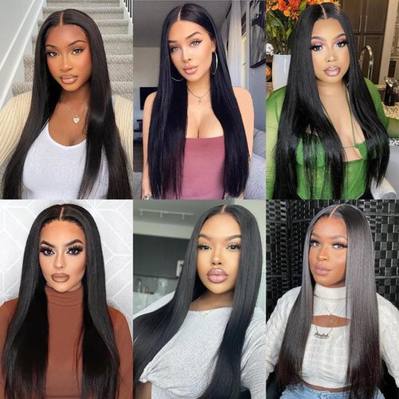 Fancy Hair Black Long Straight Wig Middle Part Synthetic Straight Hair Wig Natural Style Full Wig for Women Daily Party Use 26 Inches
