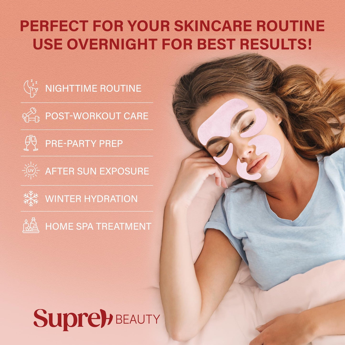 SupreH Forehead Wrinkle Patches For Anti-Wrinkle: Facial Wrinkle Patches for Forehead Under Eye and Smile Lines 3 in 1 Set - Overnight Mask 60 PC
