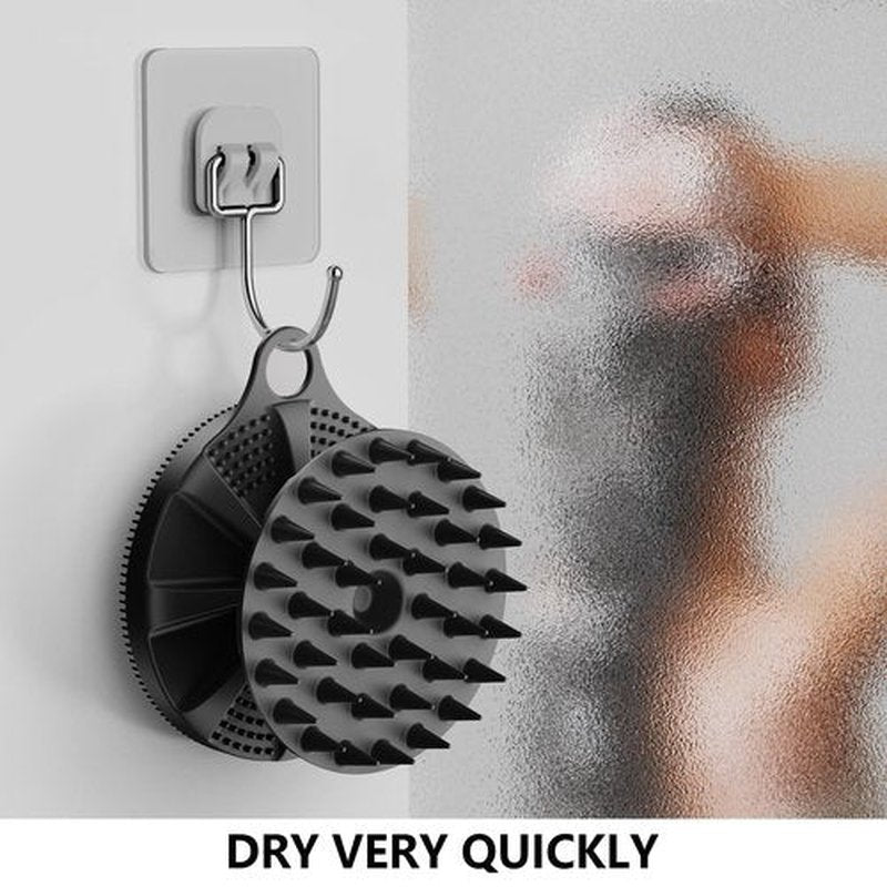 BEAUTAIL 2 in 1 Silicone Brush, Body Shower Scrubber and Scalp Hair Massager Shampoo Brush, Deeply Cleanse Skin, Dandruff Removal and Hair Growth, Gentle for Women Men Sensitive Skin, 1 Pack (Black)