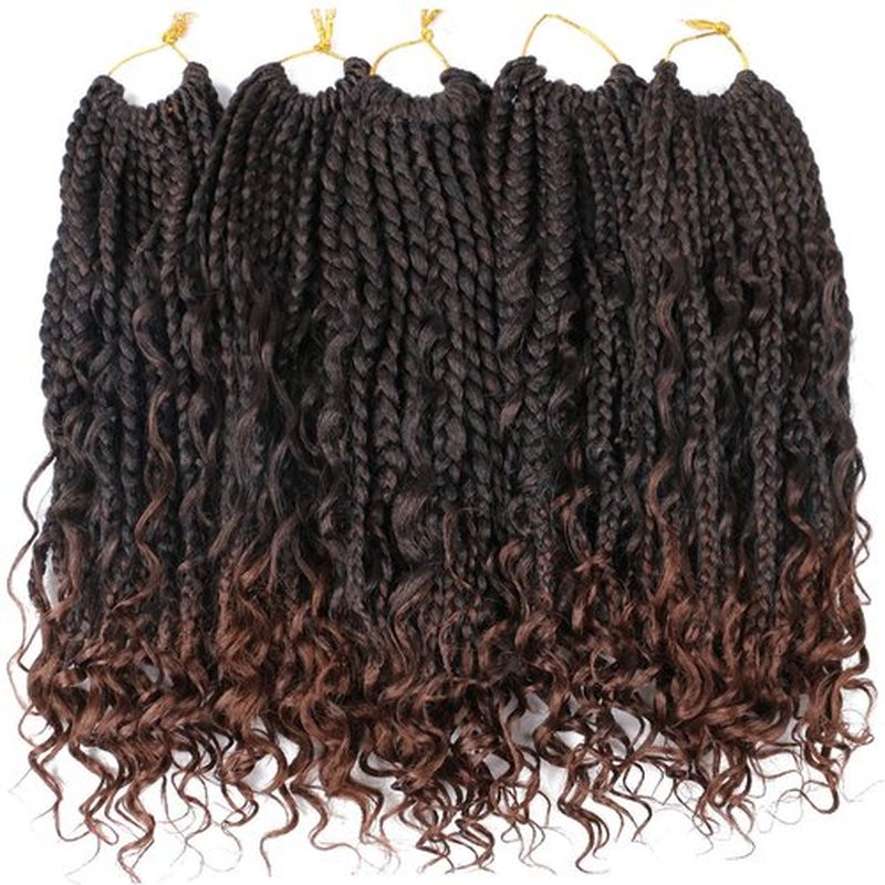 8 Pack Bohomian Box Braids Crochet Hair 12 Inch Crochet Box Braids Curly Ends Goddess Box Braids Crochet Hair Boho Box Braids Crochet Hair for Black Women Synthetic Hair Extensions T30