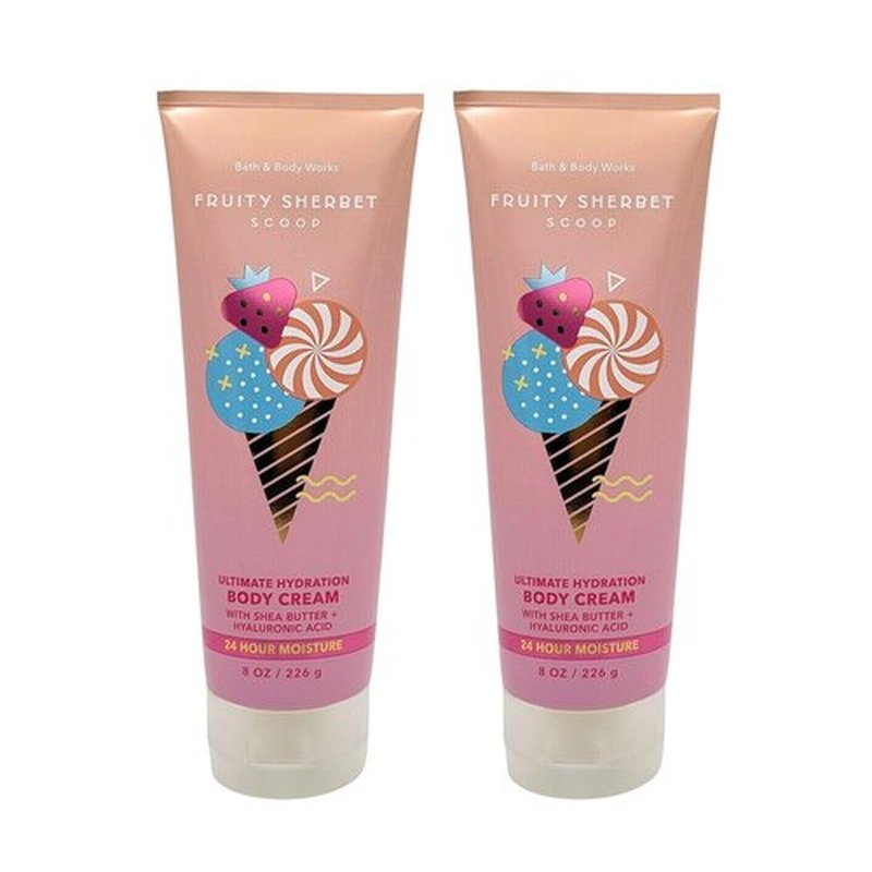 Bath & Body Works Ultimate Hydration Body Cream (Fruity Sherbet Scoop), 8 Ounce (Pack of 2)