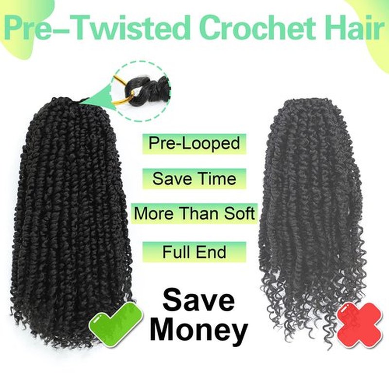 Passion Twist Crochet Hair 12Inch Passion Twist Hair 8 Packs Soft Pre-Twisted Short Passion Twist Crochet Hair for Black Women (12inch(pack of 8),1B) ……