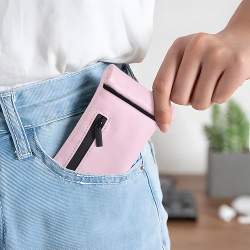 Gosstek Pocket Size Storage Bag with 3 Small Accessories, PU Leather Storage Case and Great Gift for Women, Portable Pocket Pouch for Home and Travel (Pink Set)