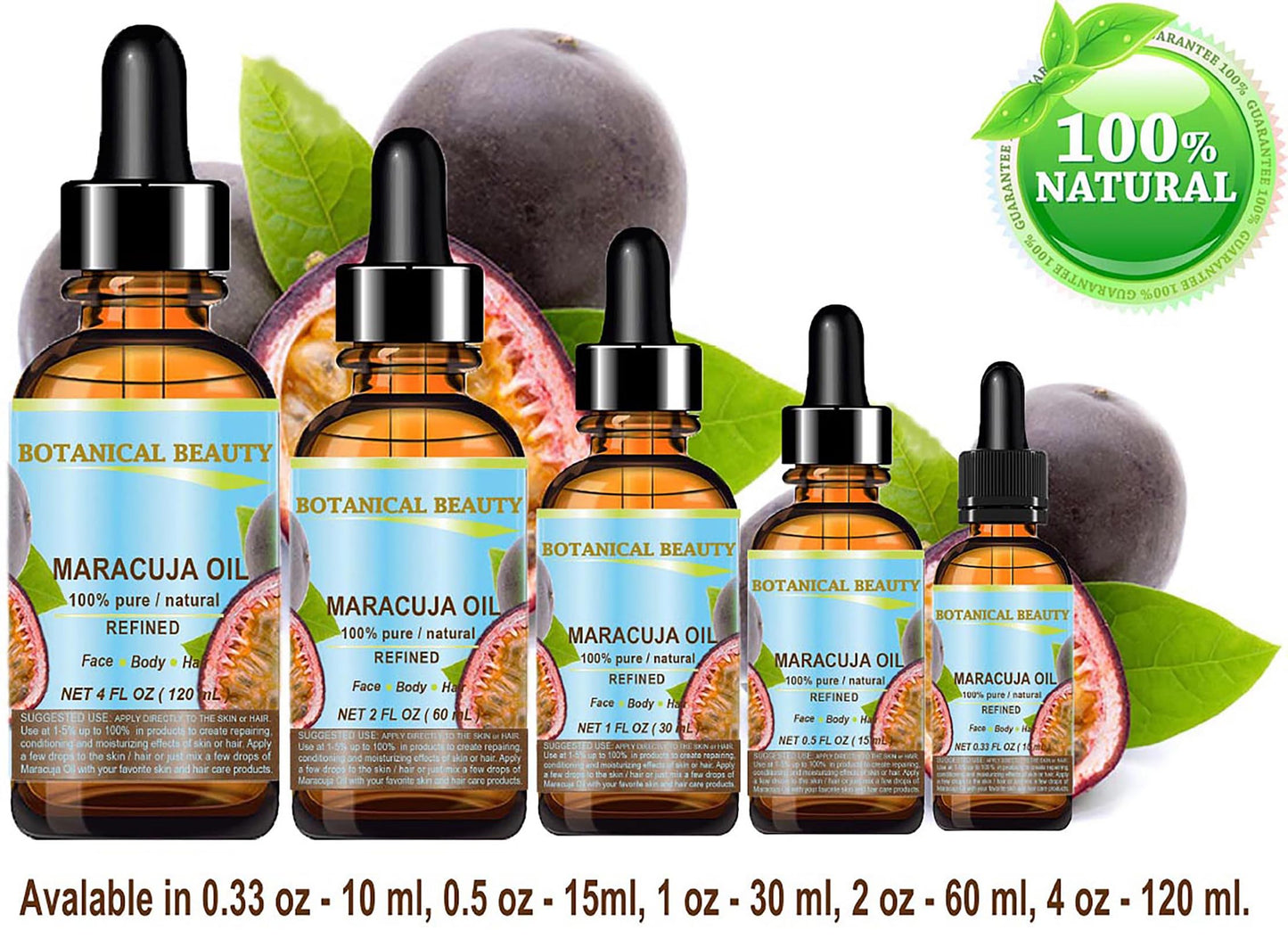 Botanical Beauty MARACUJA OIL 100% Pure Natural Cold Pressed Undiluted for Face, Skin, Hair, Body, Lip, Nails 0.5 Fl Oz - 15 ml Rich in Vitamin C