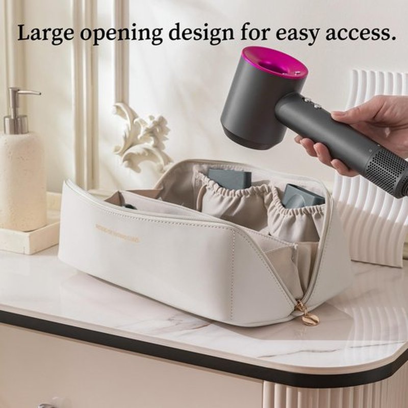 Linpr Travel Storage Bag for Dyson Airwrap Styler/shark flexstyle, Portable Handheld Travel Case, Double Compartments Organizer Bag with Large Opening, Waterproof Hair Dryer Carrying Case (White)